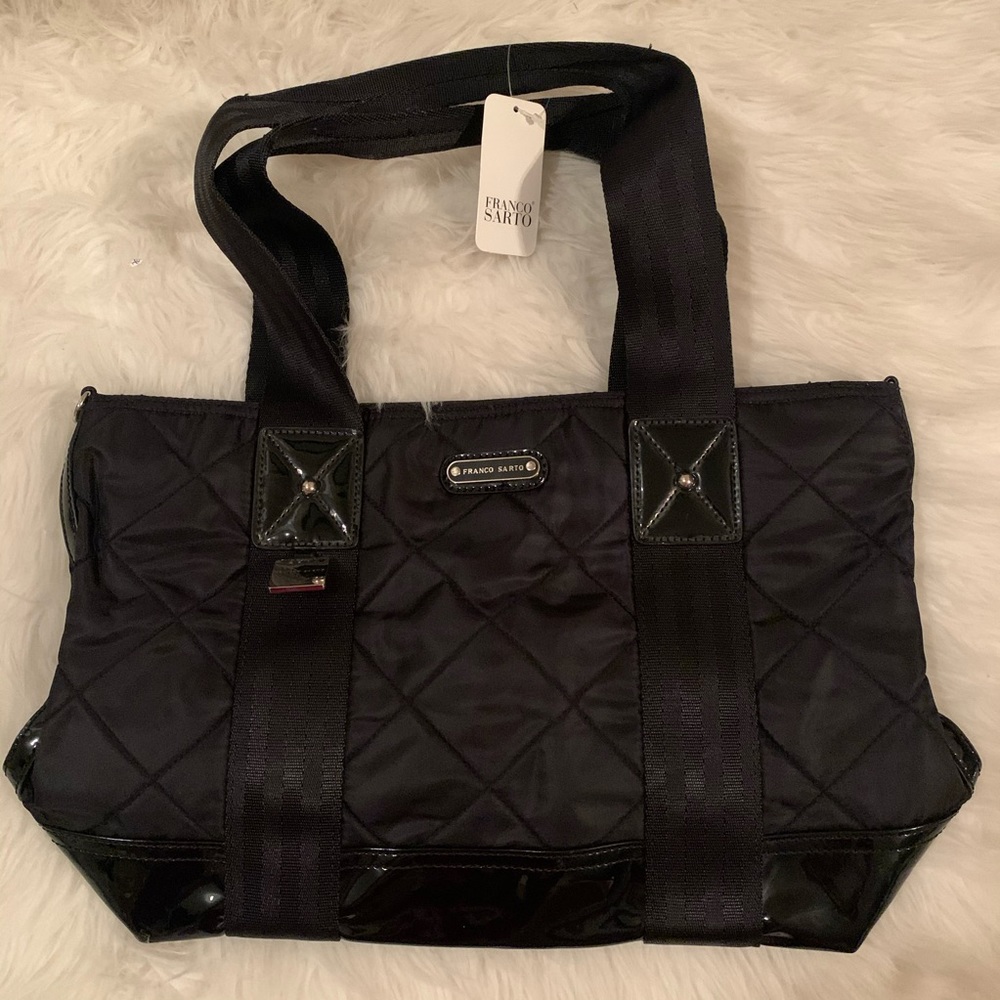 Patent Leather Black Quilted Bag by Franco Sarto - Picture 2 of 6